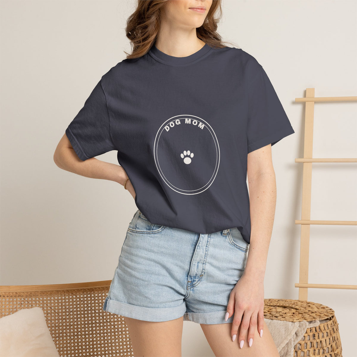 Dog Mom Circle Badge T-Shirt — Paw Print Logo Tee
