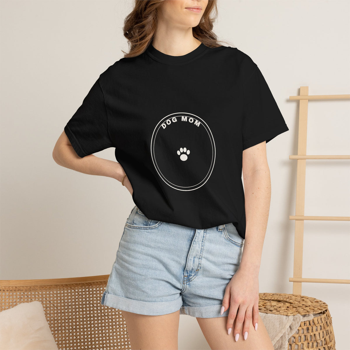 Dog Mom Circle Badge T-Shirt — Paw Print Logo Tee
