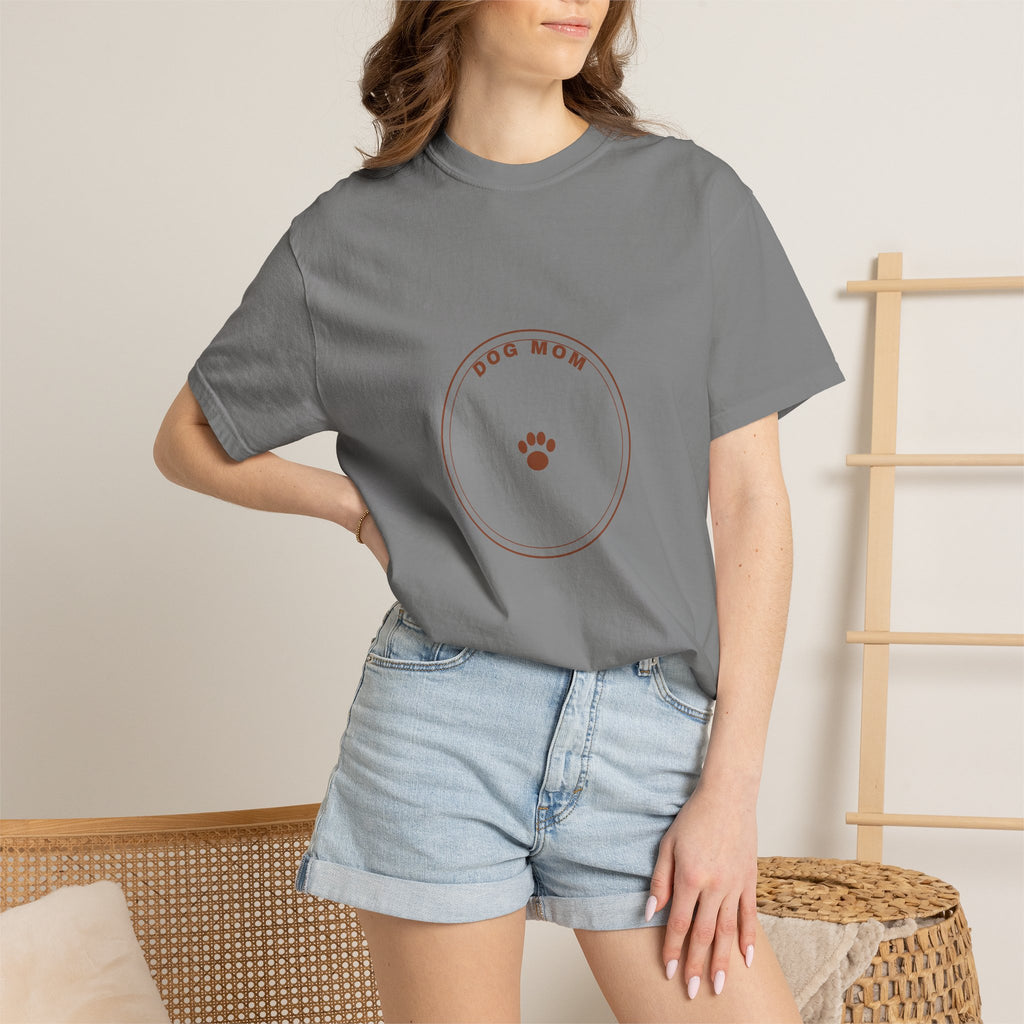 Dog Mom Circle Badge T-Shirt — Paw Print Logo Tee
