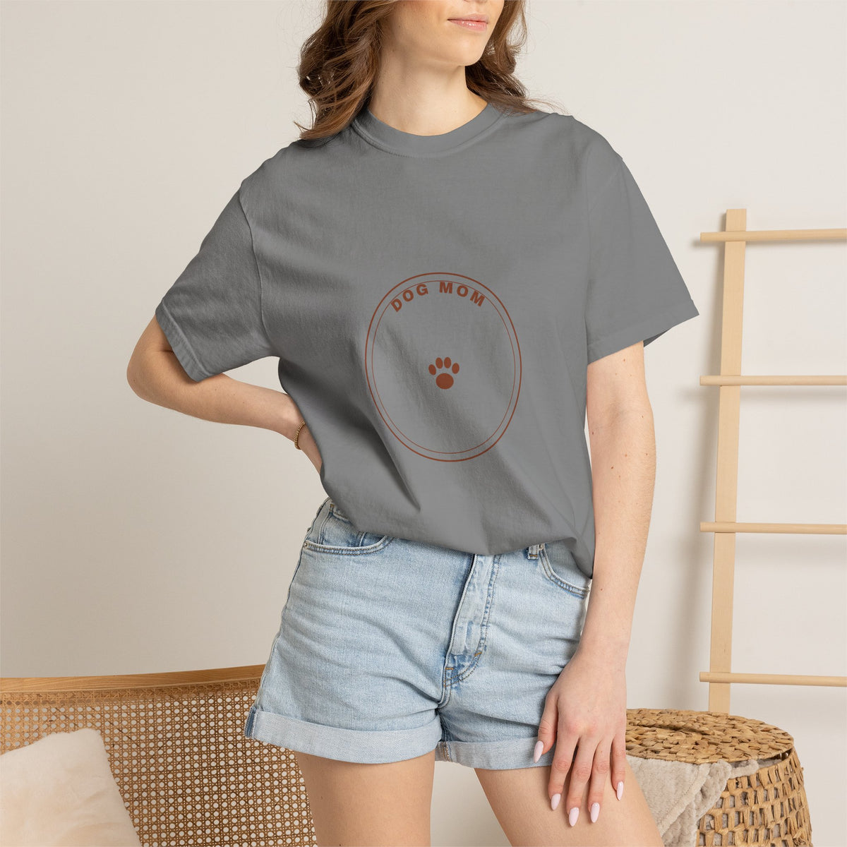 Dog Mom Circle Badge T-Shirt — Paw Print Logo Tee