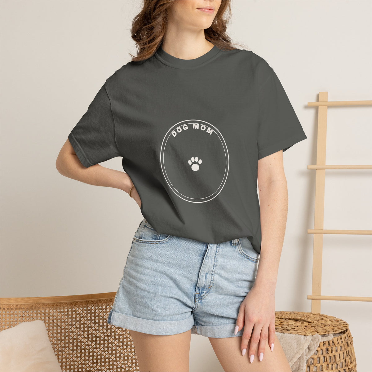 Dog Mom Circle Badge T-Shirt — Paw Print Logo Tee