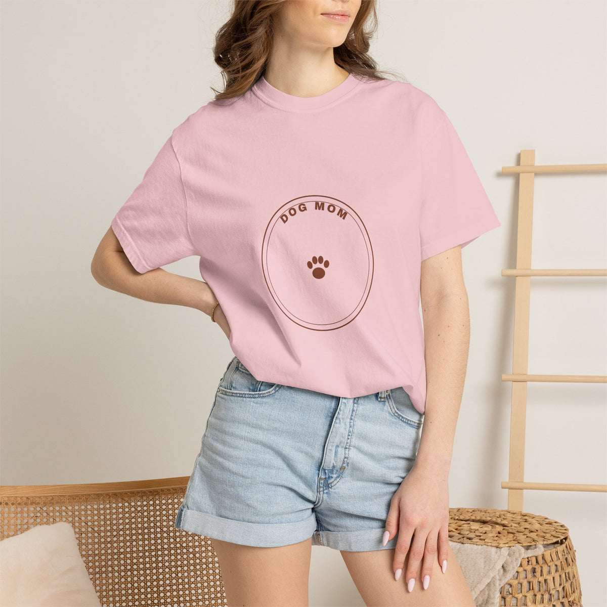 Dog Mom Circle Badge T-Shirt — Paw Print Logo Tee