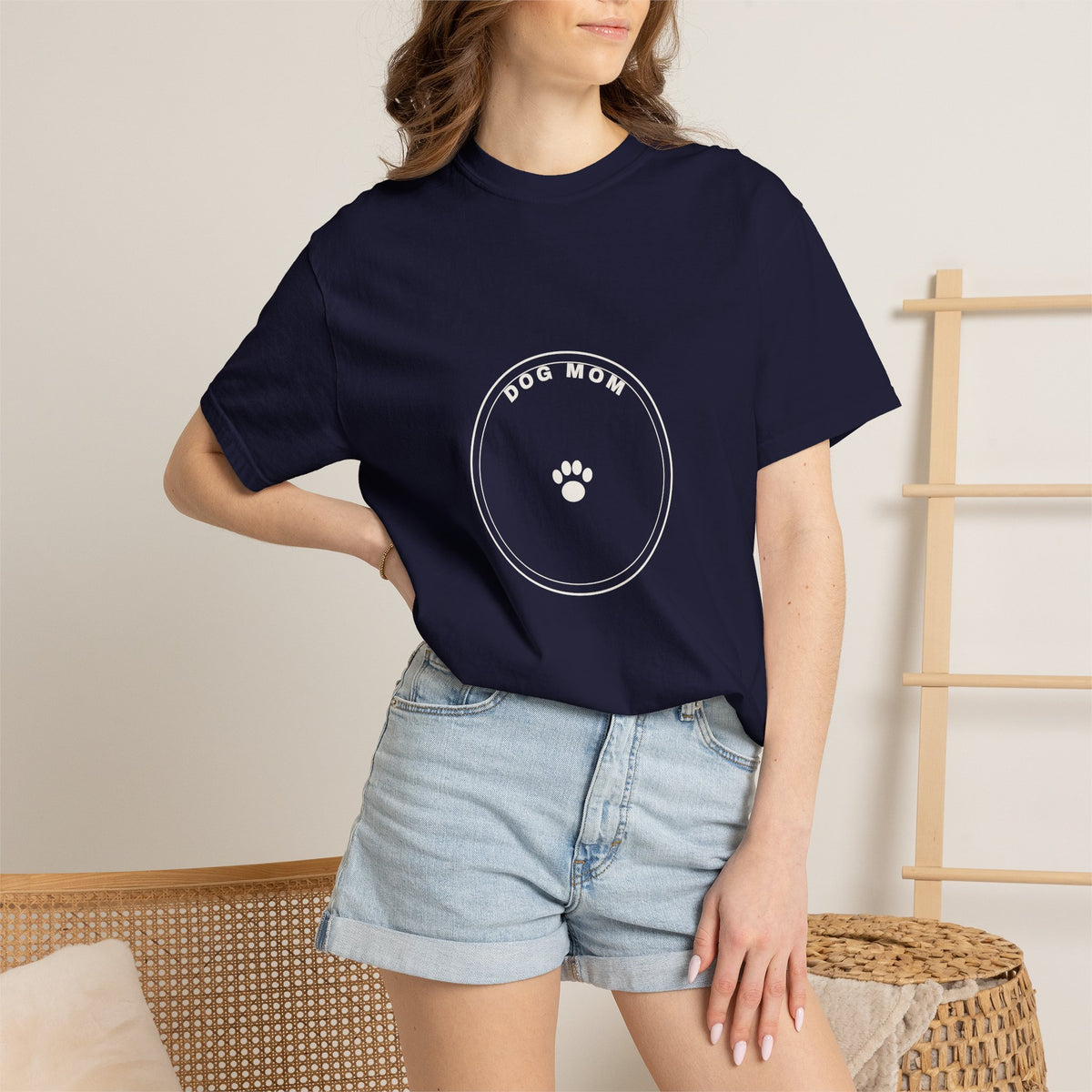 Dog Mom Circle Badge T-Shirt — Paw Print Logo Tee