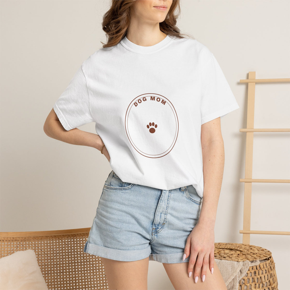 Dog Mom Circle Badge T-Shirt — Paw Print Logo Tee