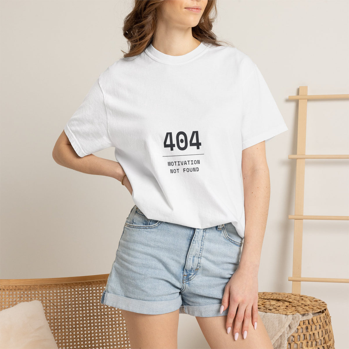 404 Motivation Not Found T-Shirt — Funny Tech Humor Tee