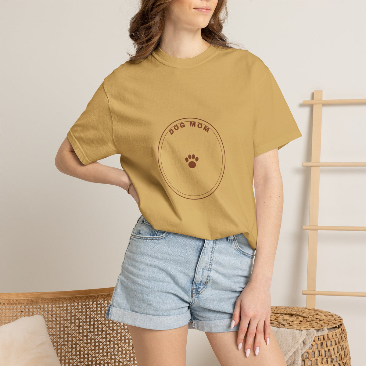Dog Mom Circle Badge T-Shirt — Paw Print Logo Tee