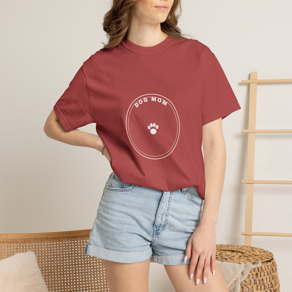 Dog Mom Circle Badge T-Shirt — Paw Print Logo Tee