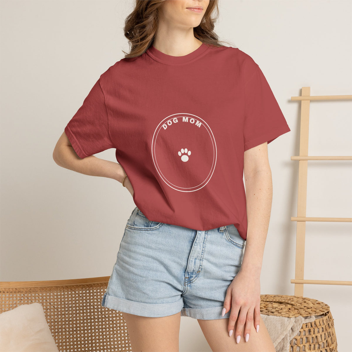 Dog Mom Circle Badge T-Shirt — Paw Print Logo Tee