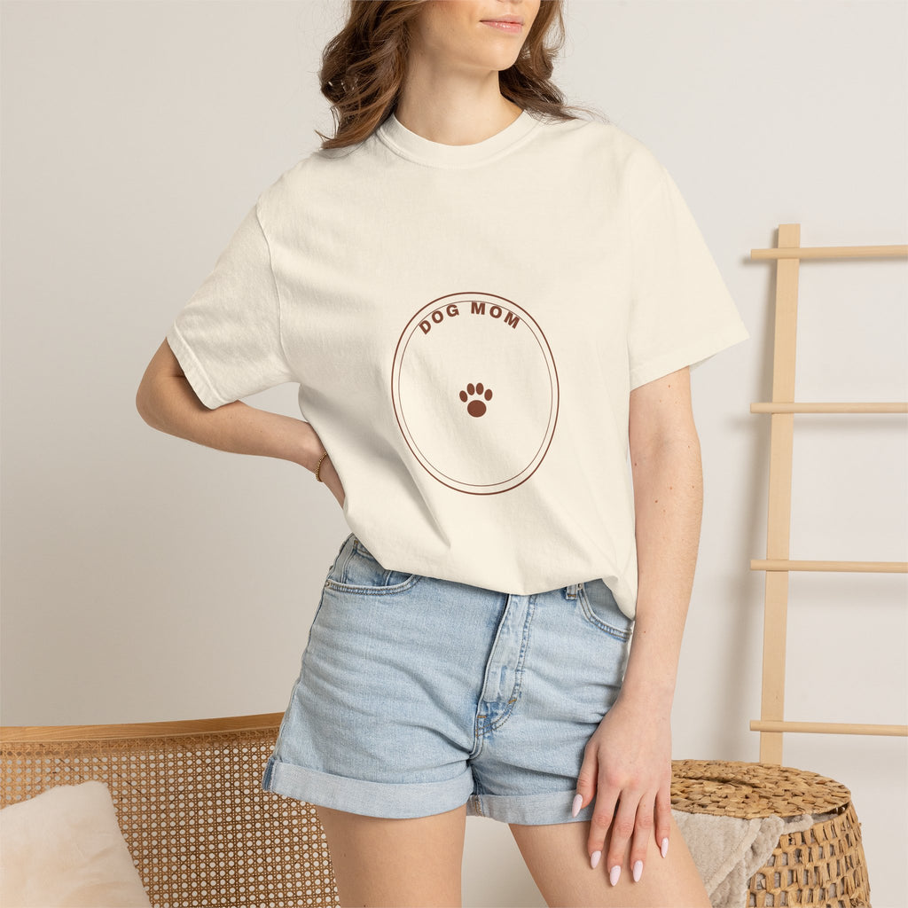 Dog Mom Circle Badge T-Shirt — Paw Print Logo Tee