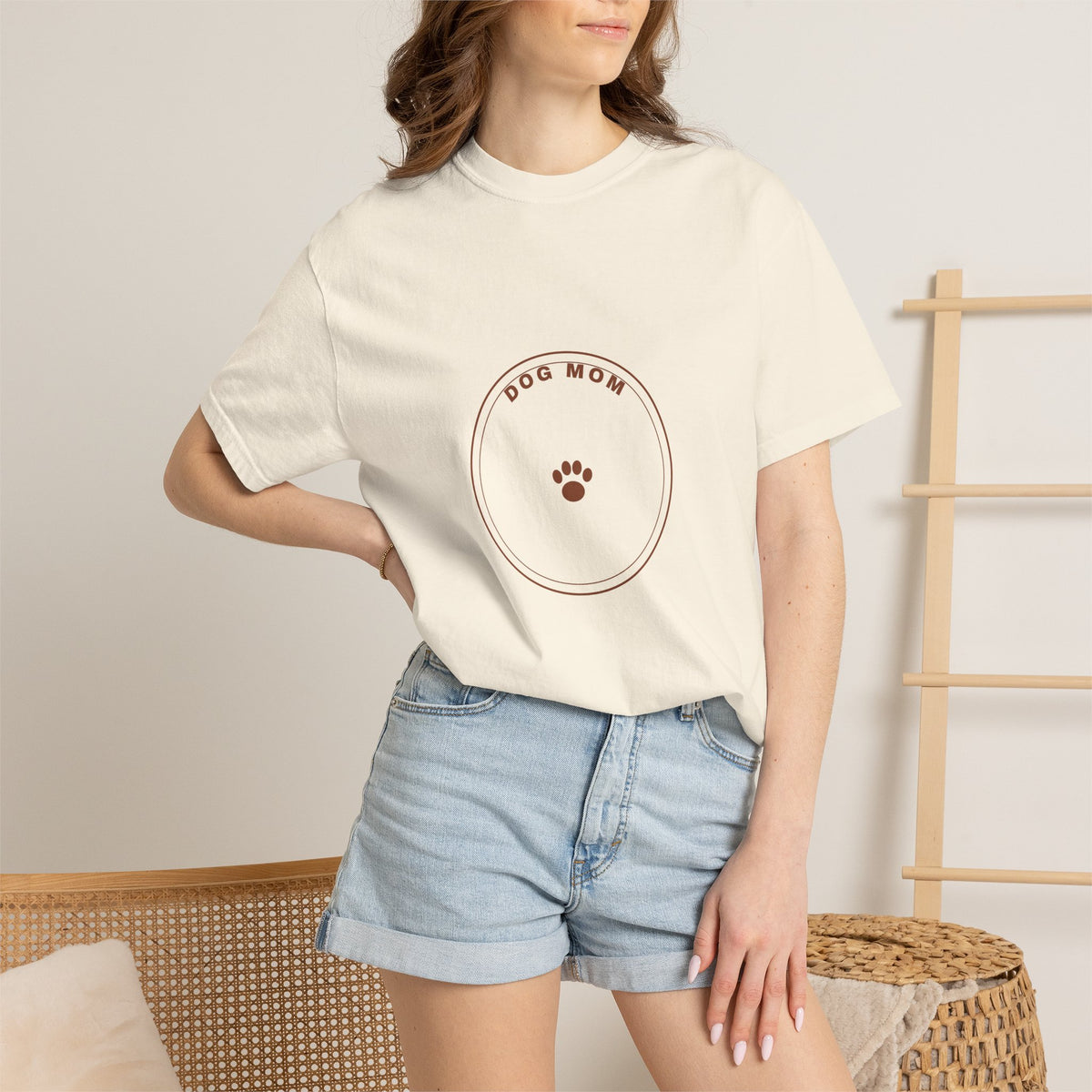 Dog Mom Circle Badge T-Shirt — Paw Print Logo Tee