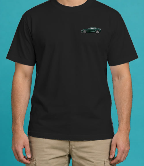 Aston Martin Vanquish T-Shirt in Black, front view, worn by a model